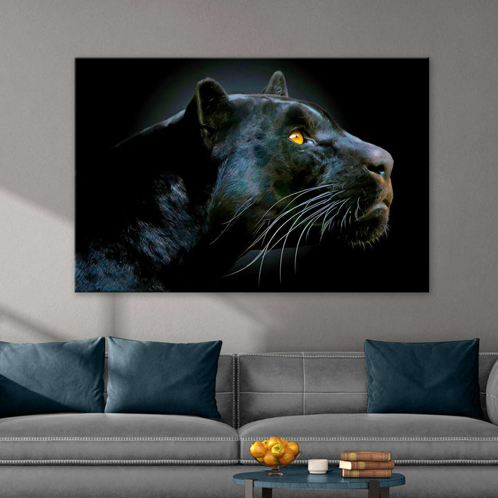 Black Panther Head Canvas Wall Art