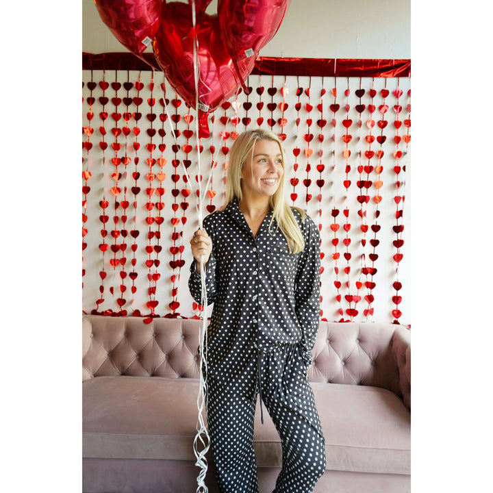 Black Polka Dot - Long Pajama Set