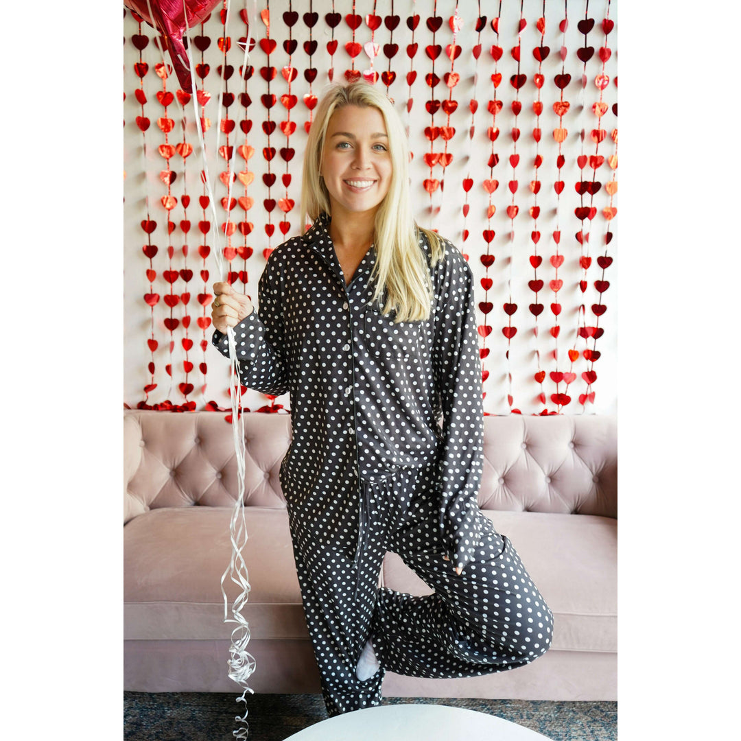 Black Polka Dot - Long Pajama Set