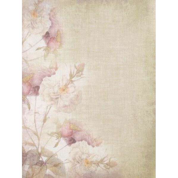 Blossoming Past Designer Printed AIDA Fabric. Canvas for embroidery with an applied background  KF-1315A