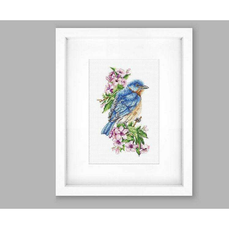 Blue bird on the branch  B1198L Counted Cross-Stitch Kit