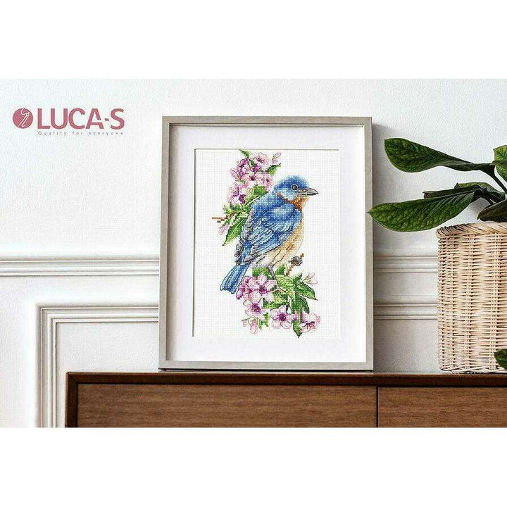 Blue bird on the branch  B1198L Counted Cross-Stitch Kit