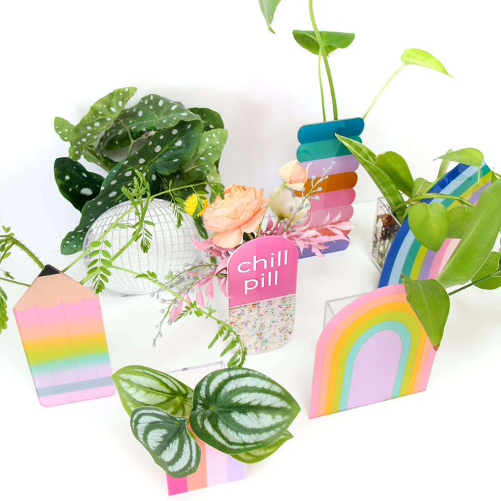 Blue Rainbow Stripe Standing Propagation Planter