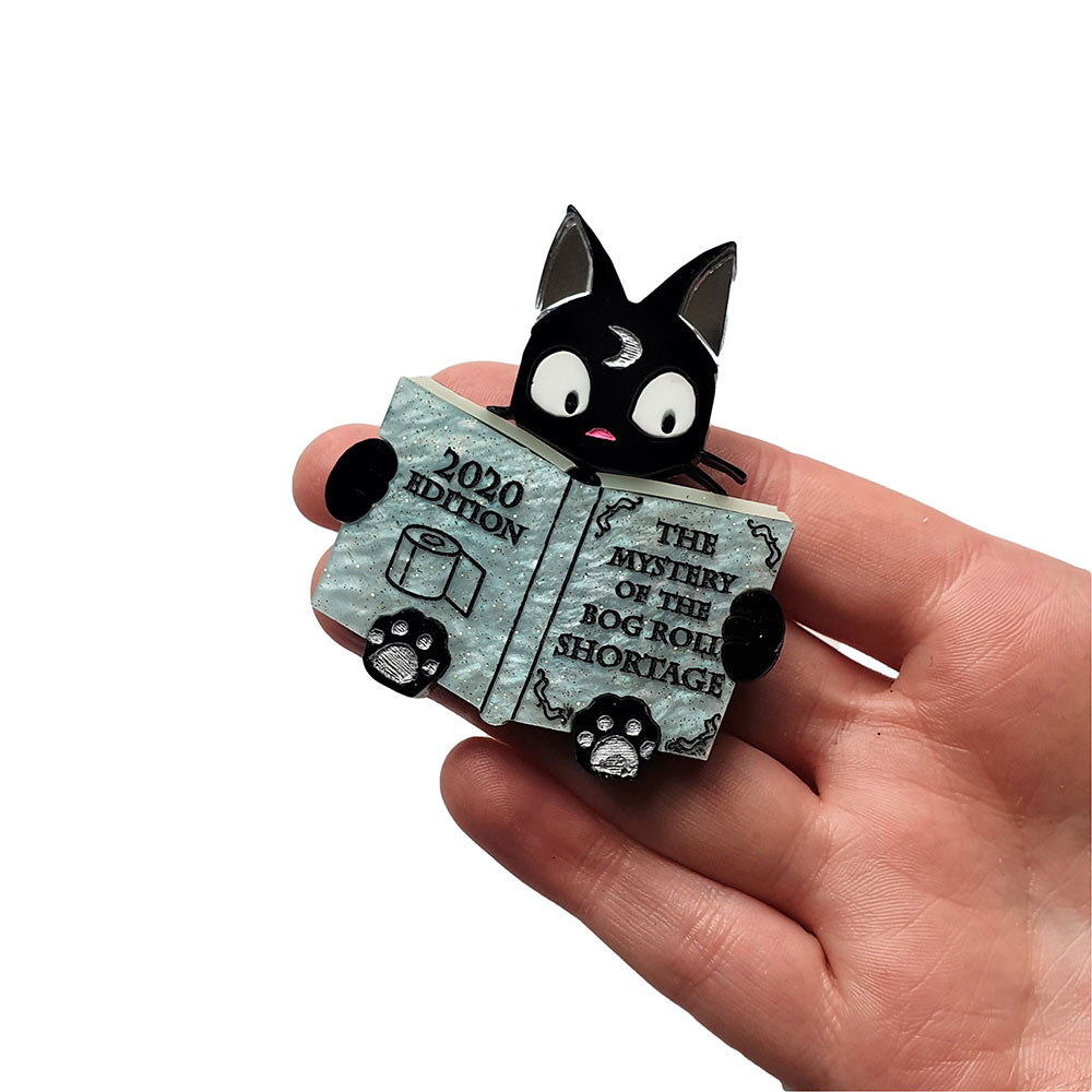 Bog Roll Shortage Book Cat Brooch by Cherryloco Jewellery 2