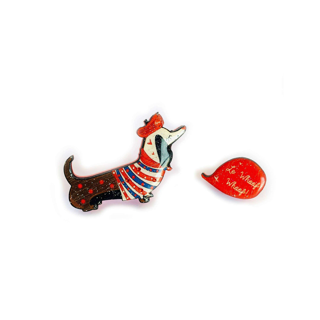 Bonjour Pierre French Dog Brooch by Rosie Rose Parker