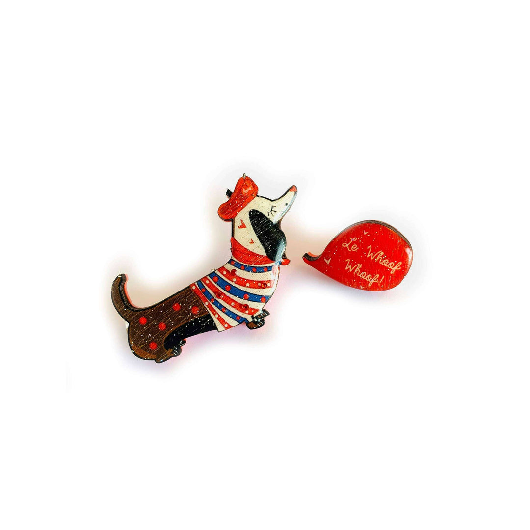 Bonjour Pierre French Dog Brooch by Rosie Rose Parker