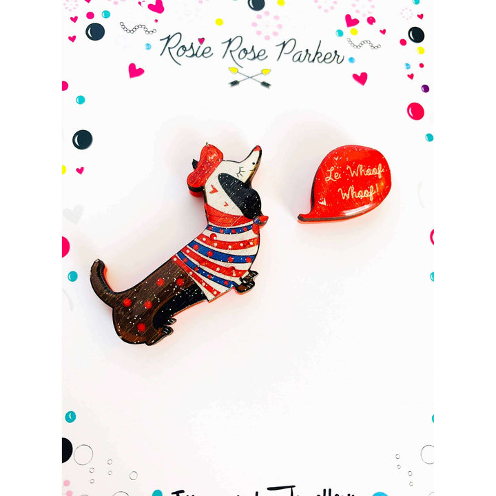 Bonjour Pierre French Dog Brooch by Rosie Rose Parker