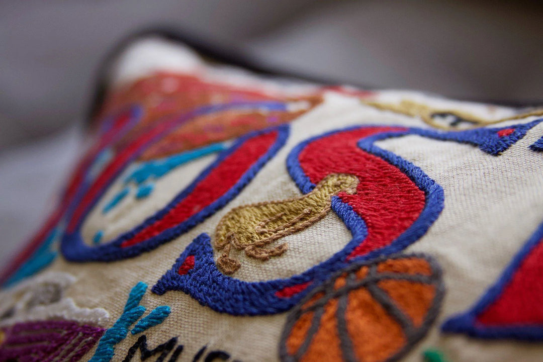 Boston Hand-Embroidered Pillow