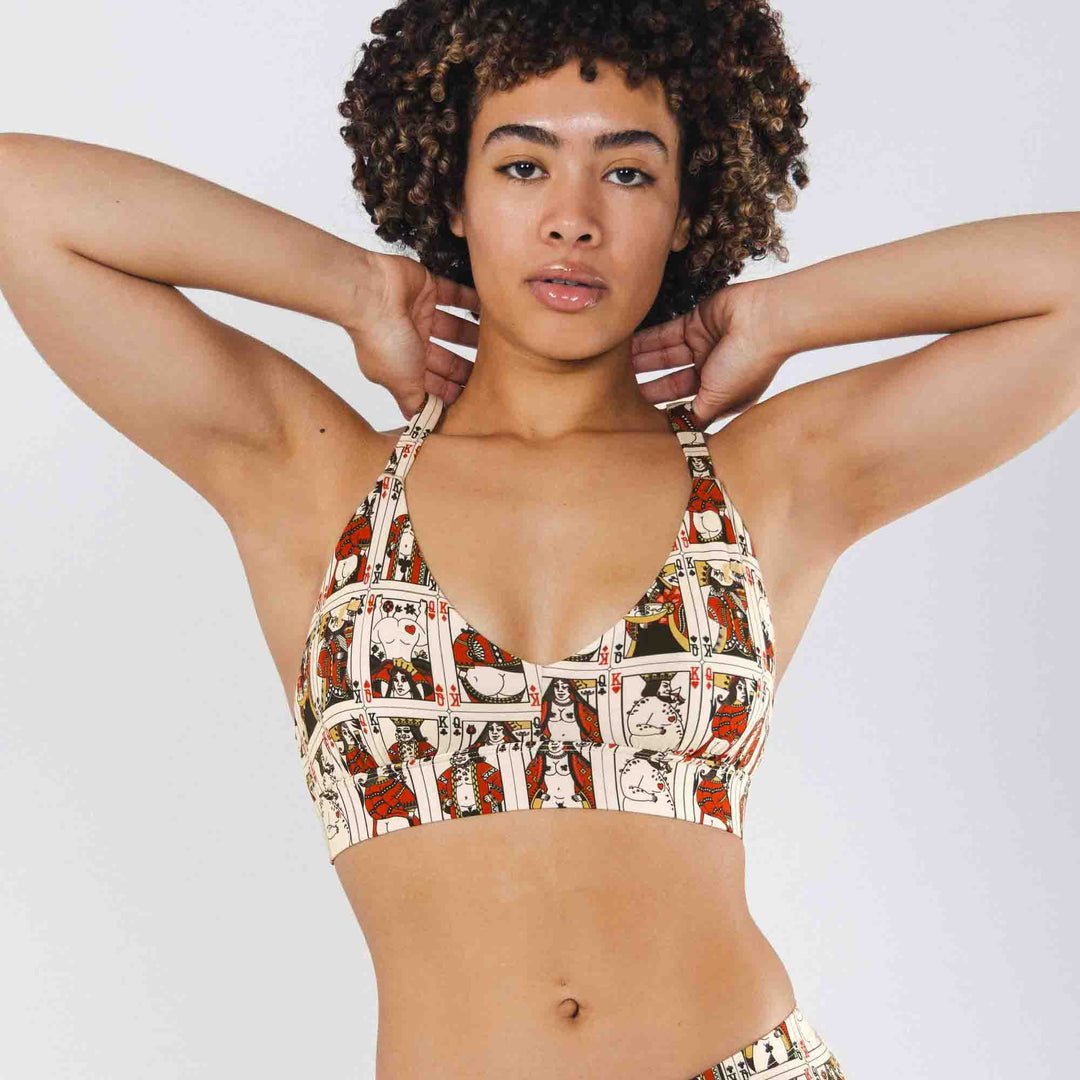 The Bottomless Blackjack | Vintage Playing Cards Boob Hammock™ Plunge Bralette