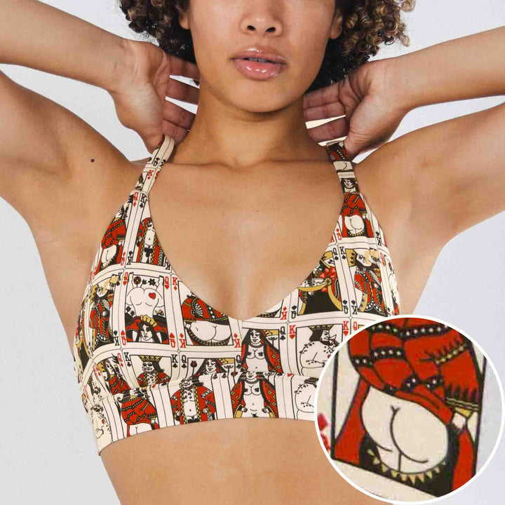 The Bottomless Blackjack | Vintage Playing Cards Boob Hammock™ Plunge Bralette