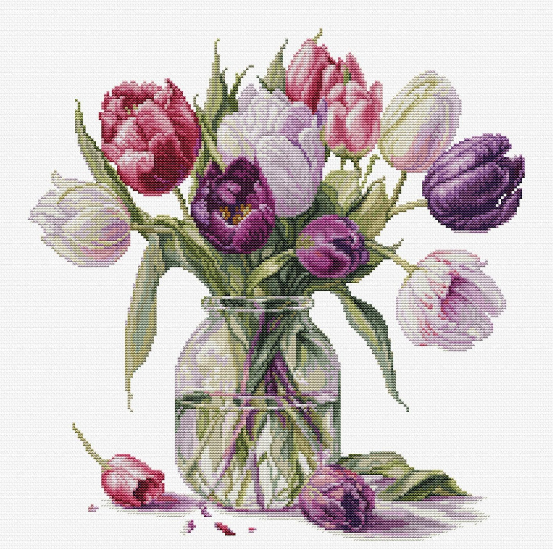 Bouquet of Tulips B7029L Counted Cross-Stitch Kit