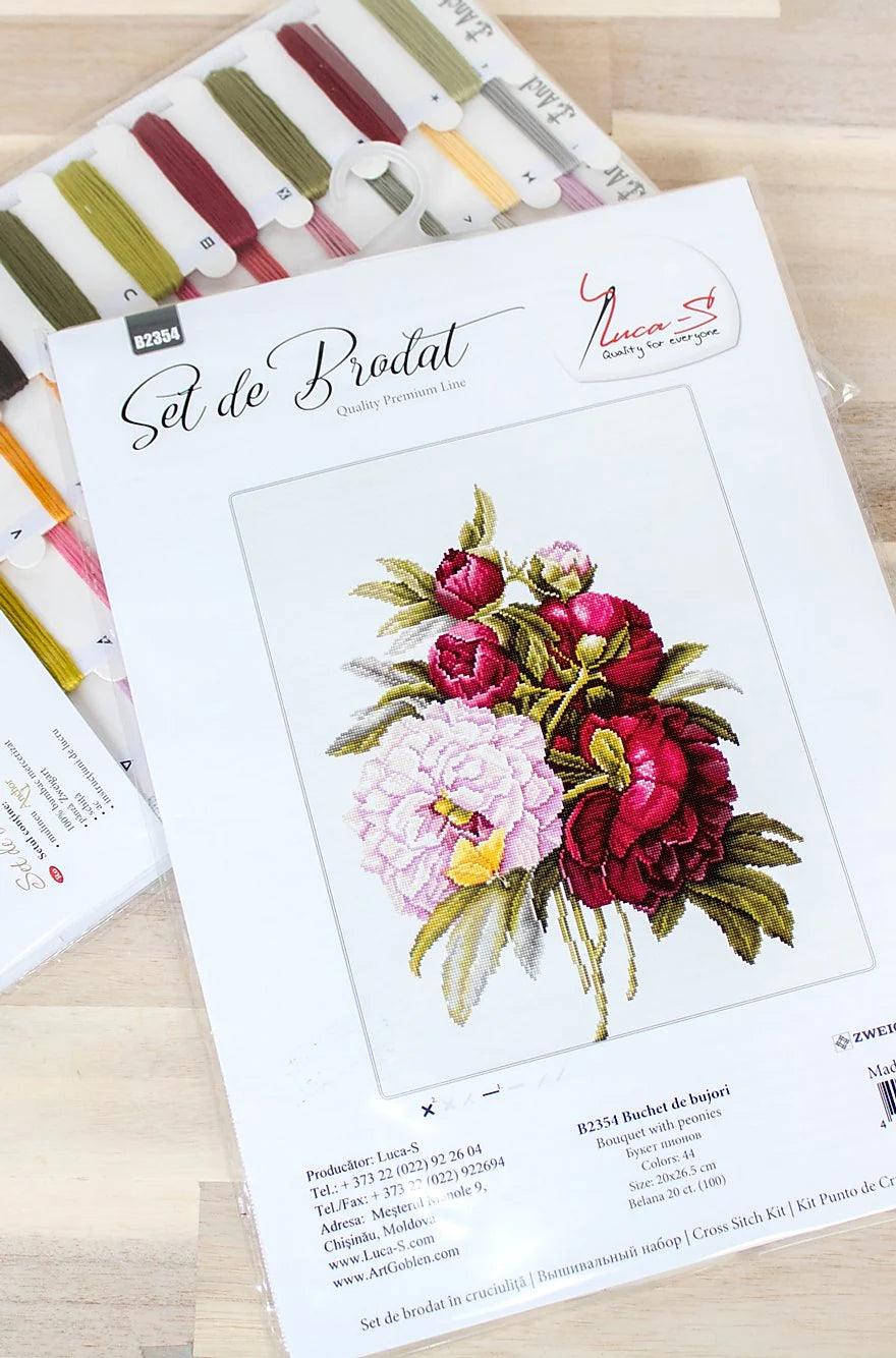 Bouquet with peonies B2354L Counted Cross-Stitch Kit