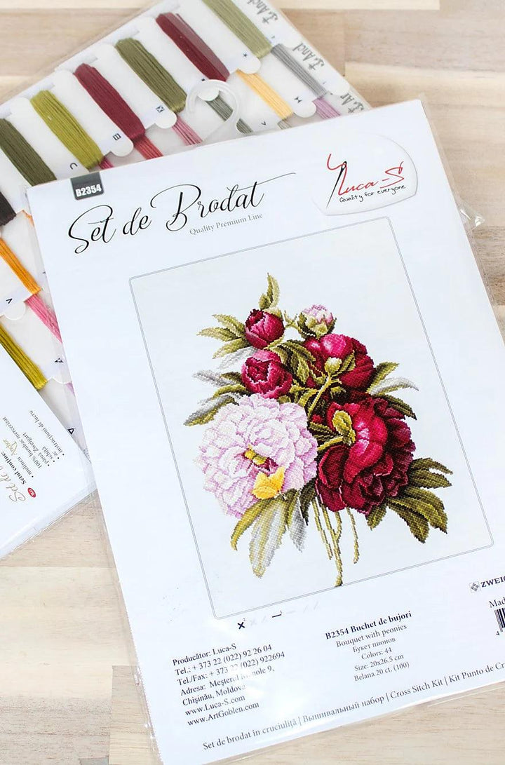 Bouquet with peonies B2354L Counted Cross-Stitch Kit