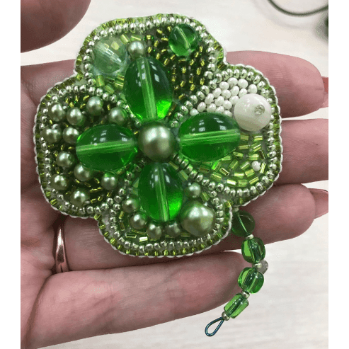 BP-186C Beadwork kit for creating brooch Crystal Art "Symbol of luck"