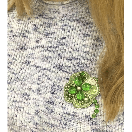 BP-186C Beadwork kit for creating brooch Crystal Art "Symbol of luck"