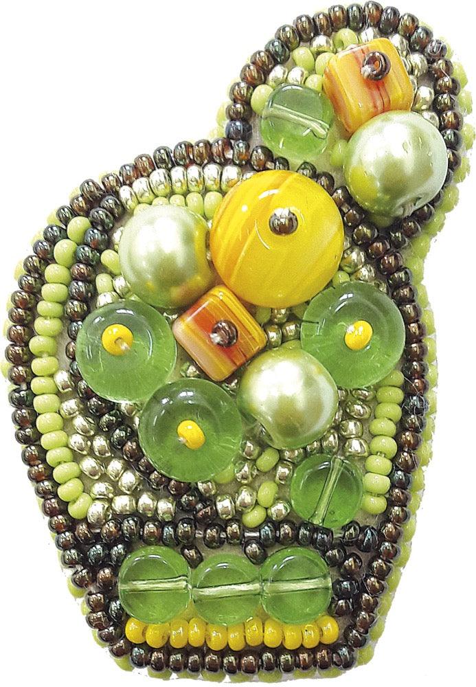 BP-187C Beadwork kit for creating brooch Crystal Art "Bright cactus"