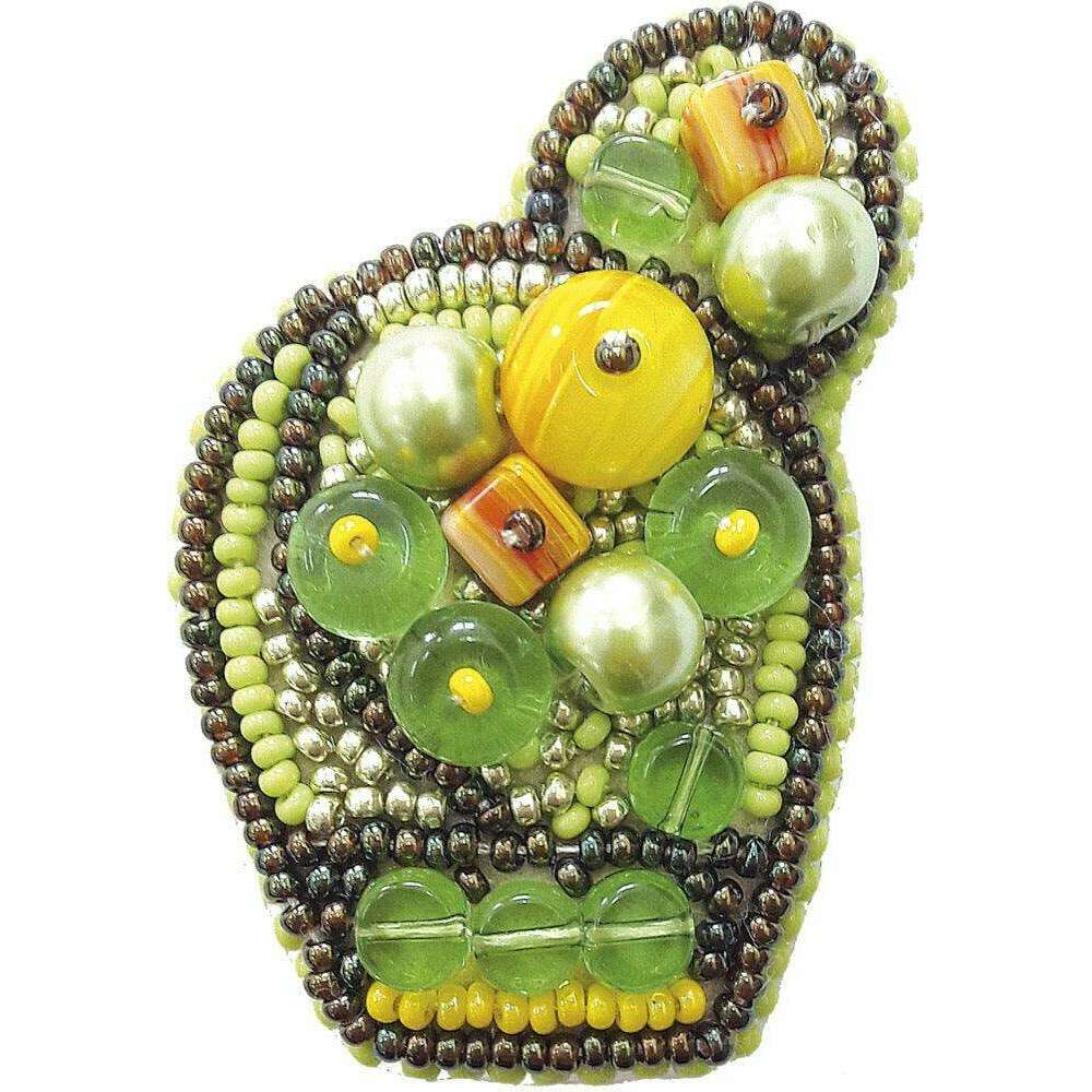 BP-187C Beadwork kit for creating brooch Crystal Art "Bright cactus"