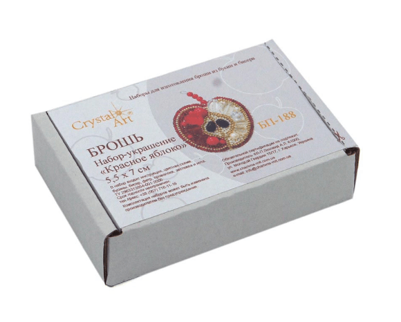 BP-188C Beadwork kit for creating brooch Crystal Art "Red apple"