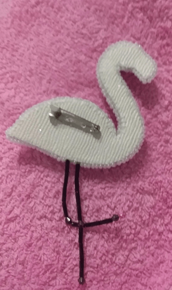 BP-216C Beadwork kit for creating brooch Crystal Art "Flamingo"