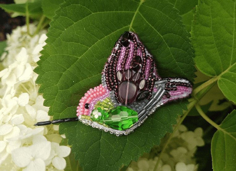 BP-217C Beadwork kit for creating brooch Crystal Art "Fly bird"