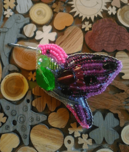 BP-217C Beadwork kit for creating brooch Crystal Art "Fly bird"