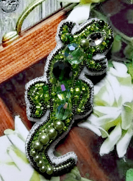 BP-227C Beadwork kit for creating brooch Crystal Art "Lizard"