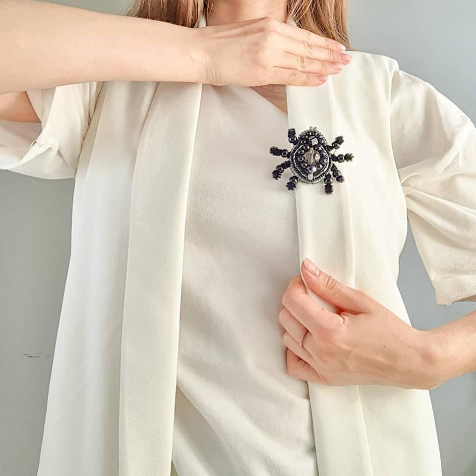 BP-229C Beadwork kit for creating brooch Crystal Art "Spider"