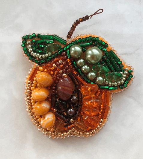 BP-233C Beadwork kit for creating brooch Crystal Art "Apricot"
