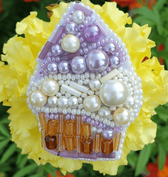 BP-234C Beadwork kit for creating brooch Crystal Art "Cake"