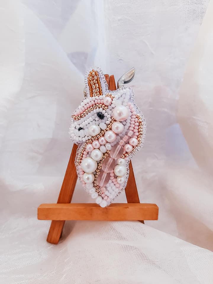 BP-244C Beadwork kit for creating brooch Crystal Art "Unicorn"