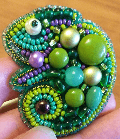 BP-266C Beadwork kit for creating brooch Crystal Art "Chameleon"