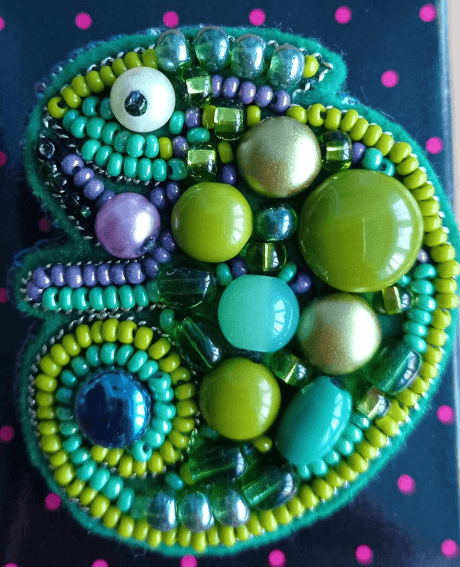 BP-266C Beadwork kit for creating brooch Crystal Art "Chameleon"