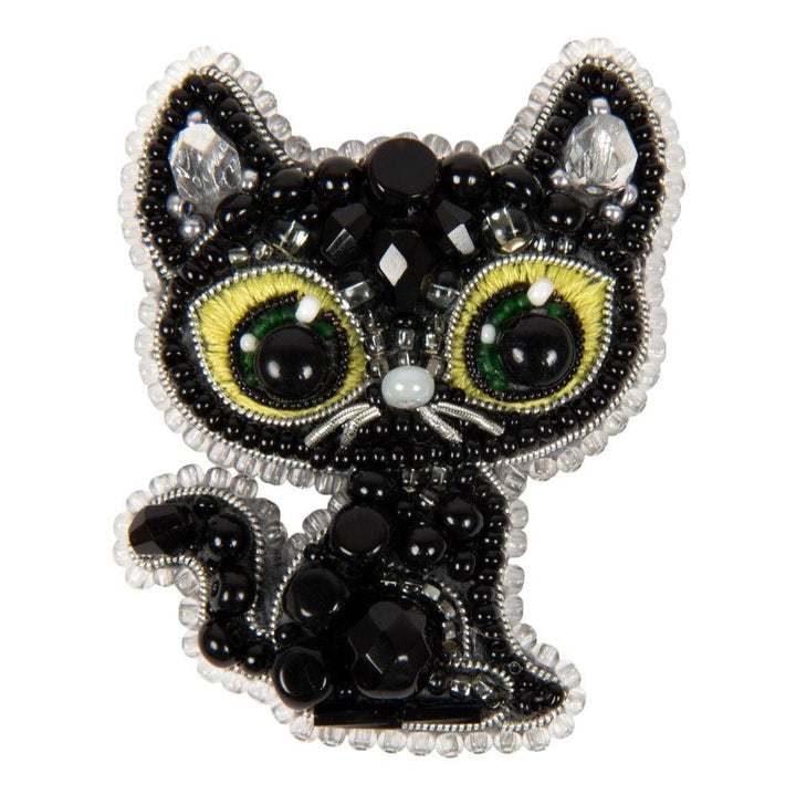 BP-330C Beadwork kit for creating brooch Crystal Art "Black cat"