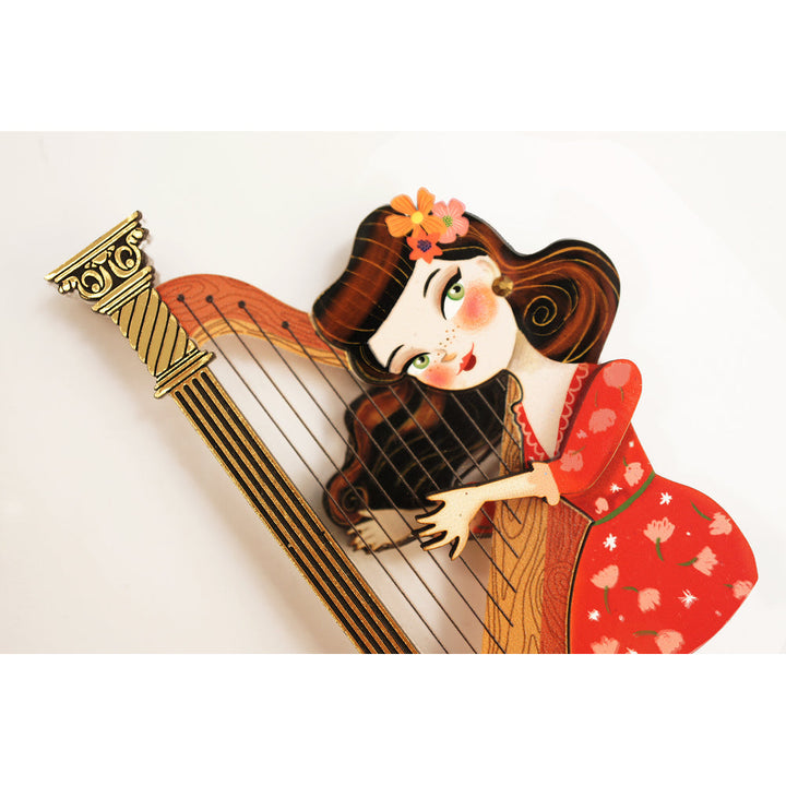 Girl playing the harp Brooch by Laliblue 1