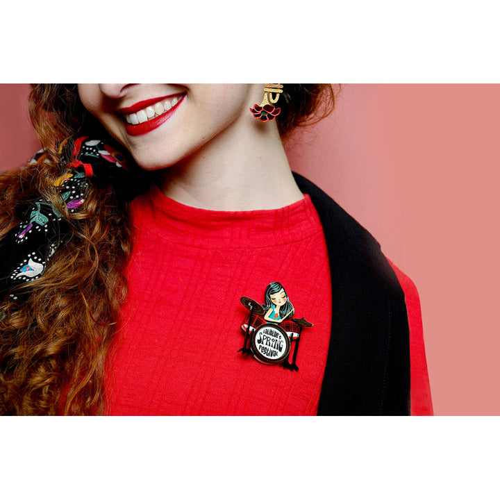Girl playing drums brooch by Laliblue 3