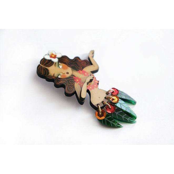 Brunette Hula Girl Brooch by Laliblue - Quirks!