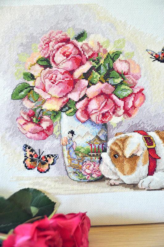 Bulldog and Buterflies K-94 Counted Cross-Stitch Kit