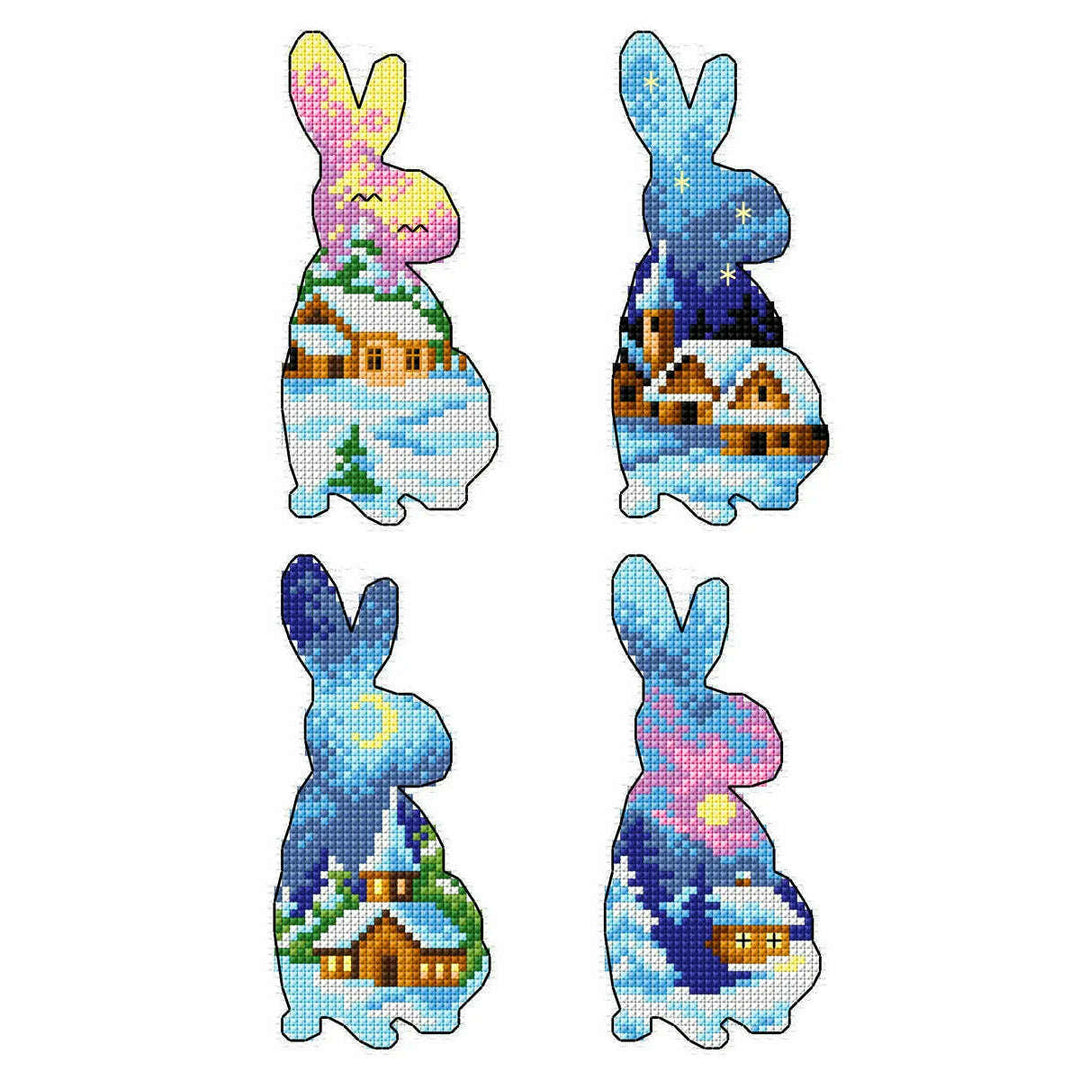 Bunnies - Landscape 178CS Counted cross stitch kit with plastic canvas