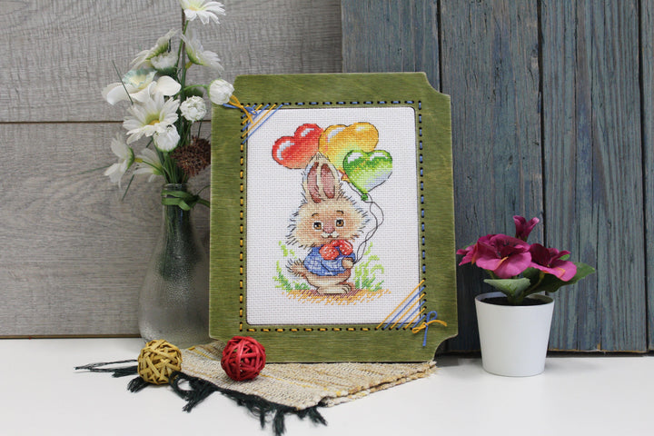 Bunny with Balloons SM-556 Counted Cross Stitch Kit