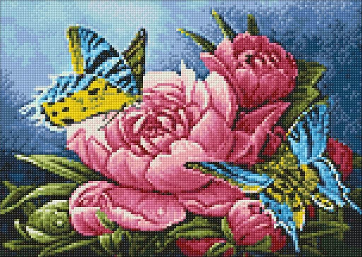 Butterflies and Peonies WD2493 14.9 x 10.6 inches Wizardi Diamond Painting Kit