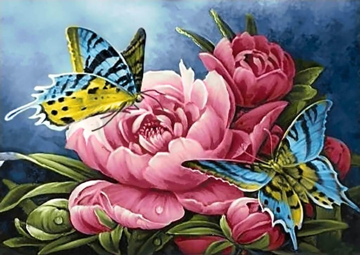 Butterflies and Peonies WD2493 14.9 x 10.6 inches Wizardi Diamond Painting Kit