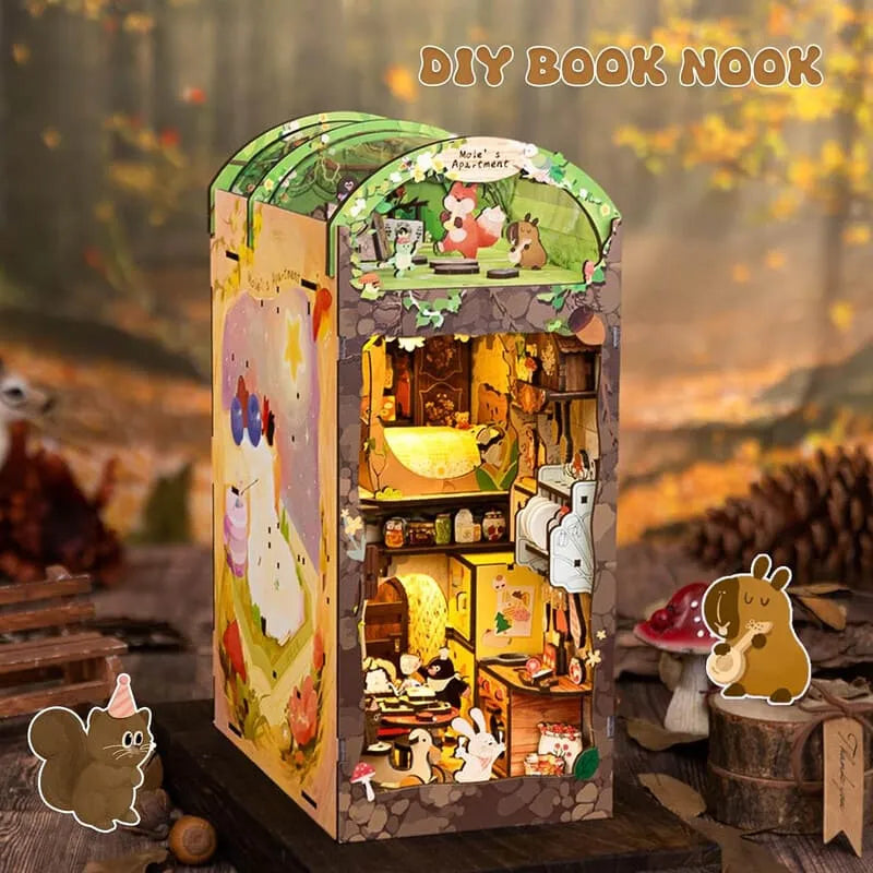 Book Nook Wizardi Miniature - Mole's Apartment Roombox Kit