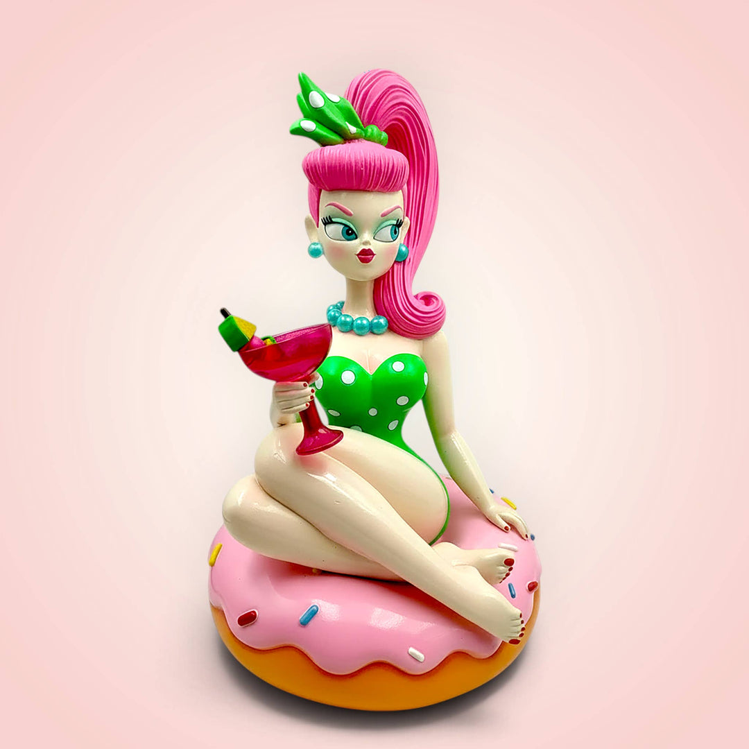 Pink Haired Girly on Donut Float 15" By Miss Fluff PRE-ORDER SHIPS APR