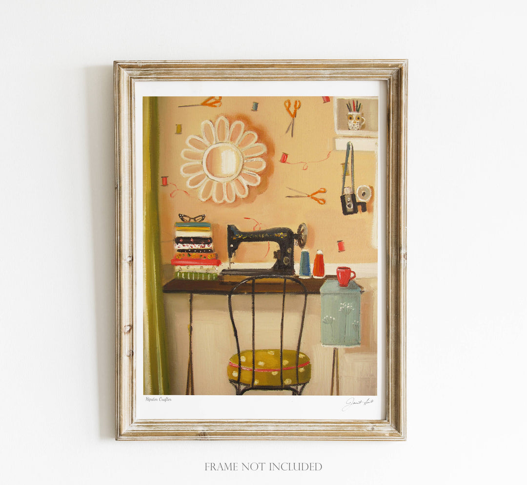 Hipster Crafter Art Print - 8.5" X 11" by Janet Hill