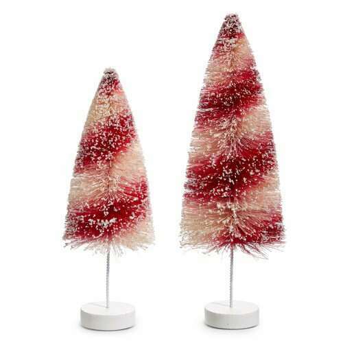 Candy Cane Bottle Brush Trees - 12 and 10 Set of 2 by Bethany Lowe Designs