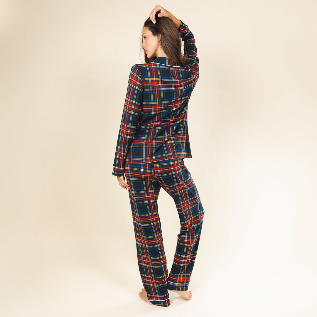 The Cappuccino | Holiday Tartan Plaid SleepDeep™ Women’s Long Sleeve Pajama Set