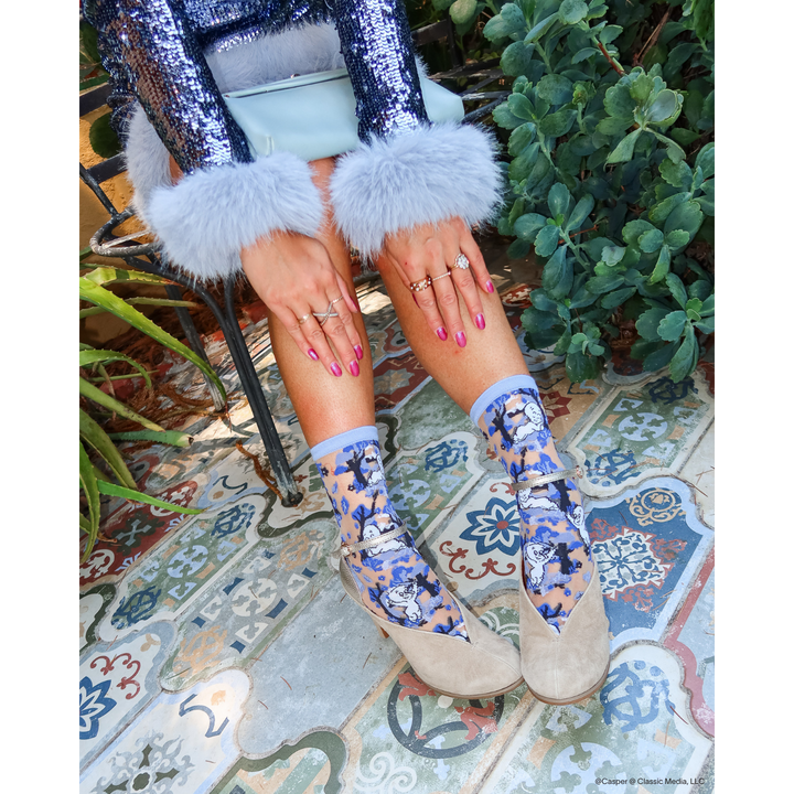 Casper and Trees Sheer Crew Sock