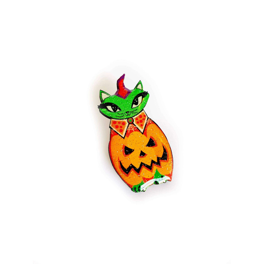 Cat in a Pumpkin Costume Pin by Rosie Rose Parker