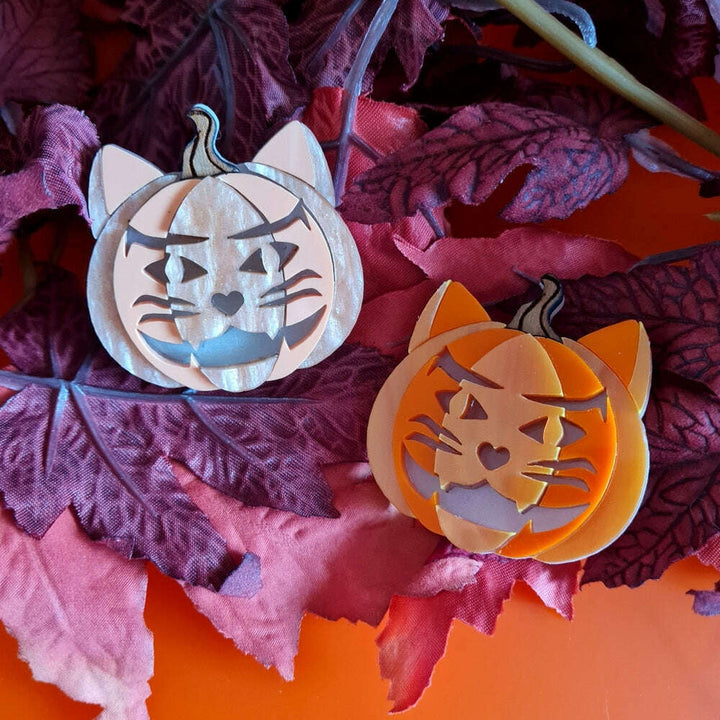 Cat O Lantern Brooch or Necklace by Cherryloco Jewellery 
