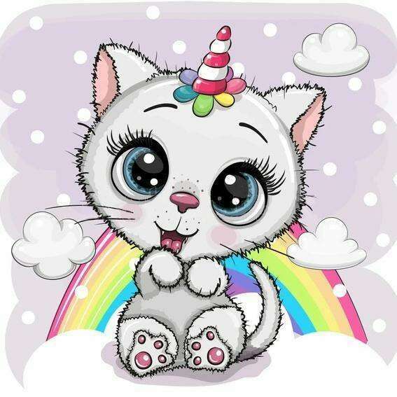 Cat with Rainbow CS2708 7.9 x 7.9 inches Crafting Spark Diamond Painting Kit
